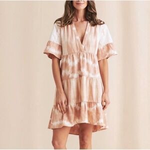 Faherty  Organic Cotton Tie Dye LAVida Tiered Swing Mini Dress Small
